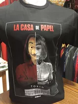 Remera Tematica Casa De Papel Mitad Tokio Mitad Dali