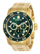 Relógio Invicta Pro Diver Plaque Ouro Fundo Verde 21925 0075 Cor Da Correia Dourado