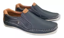 Zapatos Nauticos Hombre Ringo Bilgax Cuero Cosidos Azul