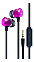 Auriculares In Ear Cable Plano Microfono Carcasa Metal Coby Color Fucsia