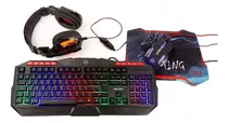 Kit Teclado Gamer 4 En 1 Halion Poseidon Ha-850c Multimedia Teclado Negro