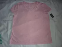 E Remera Dama Nautica Nueva Cuello V Rosa Algodon Art 79233