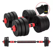 Set Mancuernas Y Barra Unibles 20kg Fitness Pesas Ajustables