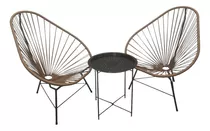 Set Acapulco 2 Sillas Pera + Mesa Plegable Metal Redonda