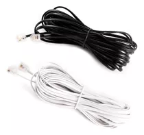 2 Cables De Extensión De Teléfono Rj11 Blanco Y Negro...
