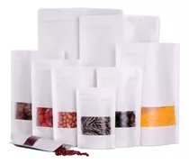 50 Bolsas Papel Kraft Blancas 20x30+5 Cms, Resellables