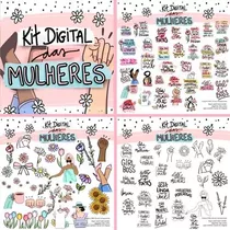 Pacote Artes Estampas Png Dia Da Mulher Mulheres Kit Digital