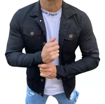 Campera De Jeans Elastizada Tokio Negro Entallado