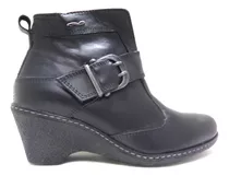 Bota Cuero Negro Mujer , Lady Stork Suela De Goma