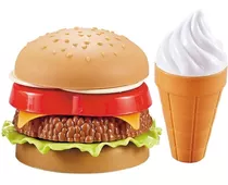 Burguer E Sorvete De Brinquedo Xalingo Fast Food Hamburguer Cor Marrom