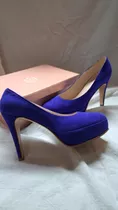 Zapatos Stilettos Azul Francia Gamuzados T.39