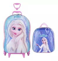 Mochila 3d Elsa De Rodinhas  Lancheira Infantil Frozen Azul