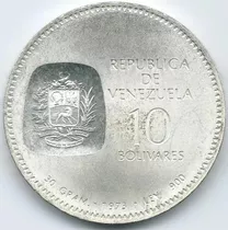 Moneda Doblón Plata 10 Bolívares Año 1973