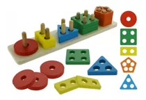 Juego Encastre Madera 21pcs. 30cm Didáctico Geometrico