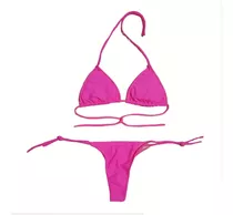 Bikini Triángulo Fucsia (incluye Tanga) Con Forro Y Taza Des