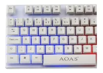 Kit Teclado E Mouse Aoas Branco Semi-mecânico Gamer Led Rgb Abnt-pt