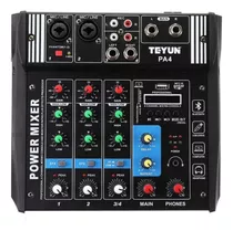 Mixer Power Teyun Pa4 Amplificado Nuevo