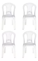 Kit Conjunto 4 Cadeiras Plástico Sem Braço Resistente 154kg