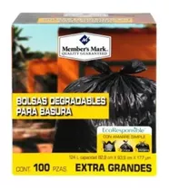 Bolsas Member's Mark Negras Para Basura  Extra Grande 100 Pz Color Negro