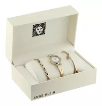 Juego De Pulsera Y Reloj Anne Klein Dorado Mujer Cristal