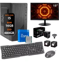 Computador Intel Core I5 16gb 600w Ssd480gb 10pro Monitor 15