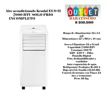 Aire Acondicionado Kendal 7000 Btu Eco Il Frio Sin Accesorio