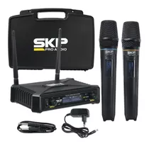 Microfone Profissional Skp Uhf 300-d Sem Fio Duplo Dinâmico