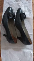 Zapatos Azul Oscuro Ascott No. 36 Taco 4 Cm Con Moño