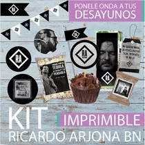 Kit Imprimible Desayuno Ricardo Arjona Blanco Y Negro Tags