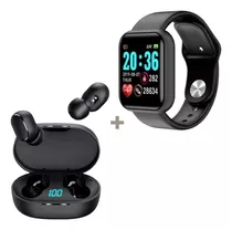Kit Smartwatch Relógio Inteligente + Fone De Ouvido Sem Fio Cor Da Pulseira Preto/preto