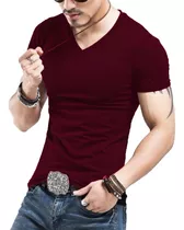 Kit 5 Camisetas Gola V Camisa Masculina Blusa Slim Fit Lycra