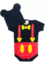 Body Mesversário Temático Fantasia Bebê Mickey + Touquinha