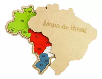Mapa Do Brasil Mdf Estados E Regiões Infantil Aprendizado