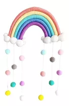 Arcoiris De Lana Pompones Niños Bebes Deco Macrame Infantil 