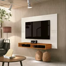 Painel P Tv Ate 43 Polegadas C Nicho Fox Cor Off White/ Cedro