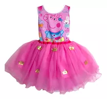 Vestido Disfraz Niña Peppa Pepa Pig Personajes Animados Fiesta Cumpleaños Rosa Bonito Tutu