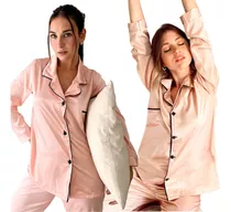 Pijama De Seda Camisero Mujer Invierno Caja Para Regalo