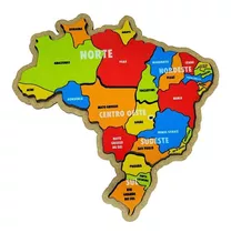  Quebra Cabeça Infantil Mapa Brasil Regiões Educativo Mdf 