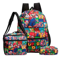 Kit Mochila Escolar Super Mario Costas+lanche+estojo