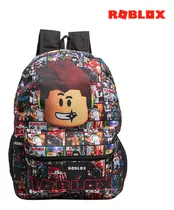 Mochila Escolar Bolsa Infantil Roblox Jogo Meninos Costas Cor Preto