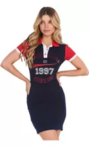 Vestido Polo Planet Girls Authentic Brand Azul Vermelho