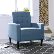 Sillon Moderno Tela Para Muebl Sala Estar Mediado Siglo Azul