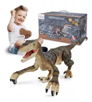 Dinossauro Velociraptor Controle Remoto Recarregável Luz.som