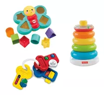 Combo Fisher Price Aros Apilables + Bloques + Llaves Colores