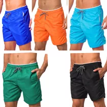 Short Tactel Calção Masculino Kit 5 Tecido Grosso 3 Bolsos 