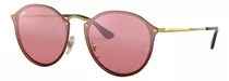 Anteojos De Sol Ray-ban Round Blaze Standard Con Marco De Metal Color Polished Gold, Lente Pink De Plástico Espejada, Varilla Polished Gold De Metal - Rb3574n