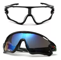 Óculos De Sol Ciclismo Espelhado + Noturno Kit 2 Unidades Cor Preto