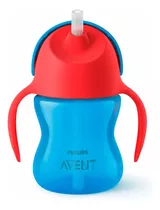 Vaso Pitillo 7oz Niño Avent - Scf79601 Color Azul - Rojo Liso