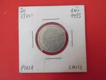 Antigua Moneda Chile 20 Centavos De Plata Año 1913