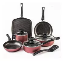 Batería De Cocina De Aluminio Cinsa Magnífica 319455 Con Antiadherente Rojo Metálico 10 Piezas 